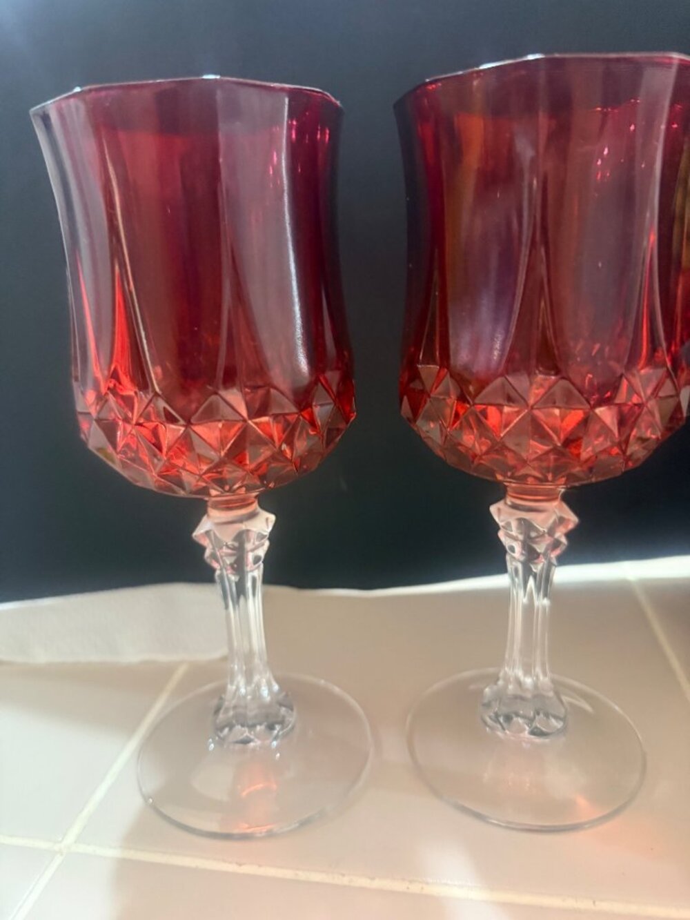 Longchamp by Cristal D'argues Cut Ruby Red Crystal Water Goblet [Limited Ed.]